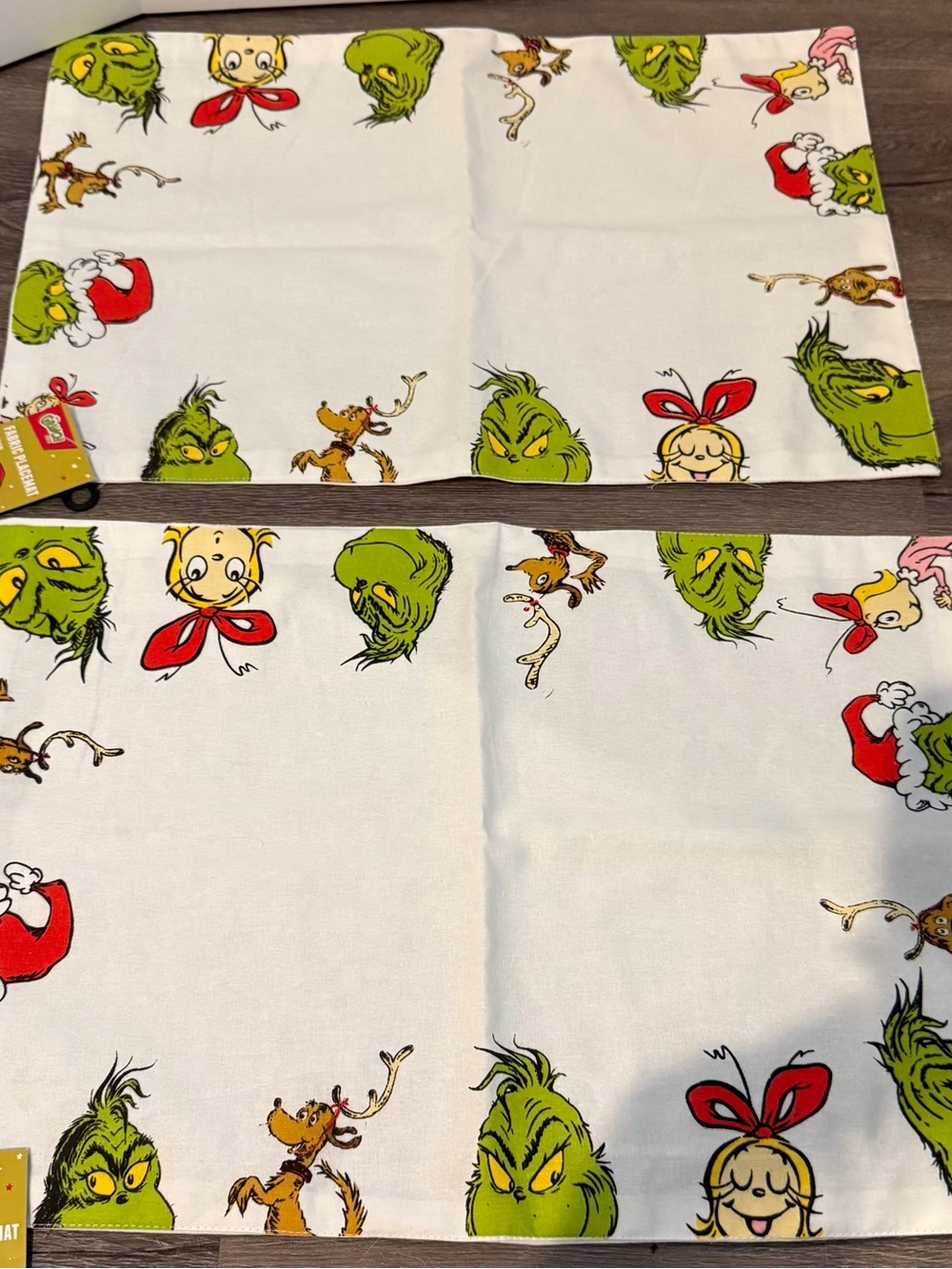 Super Cute White Grinch & Friends Placemats- Set of 2- NWT